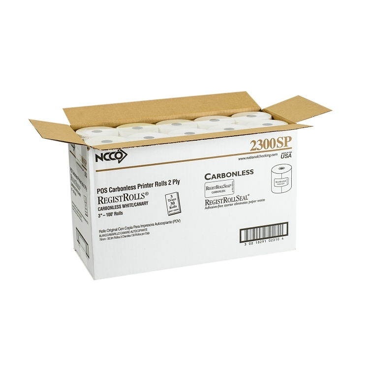 NCCO 2300SP 2 PART CARBONLESS REGISTER ROLL 3.00x 100'