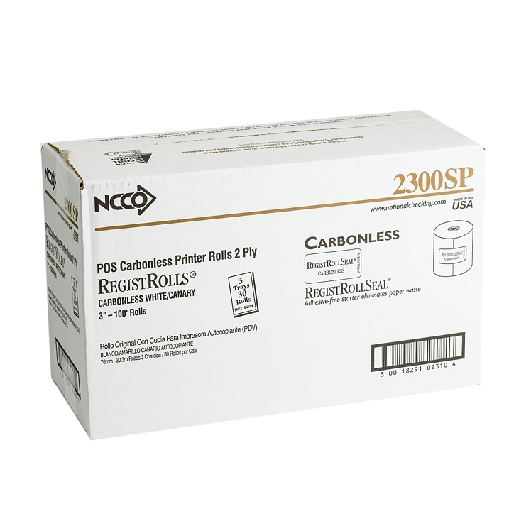 NCCO 2300SP 2 PART CARBONLESS REGISTER ROLL 3.00x 100'