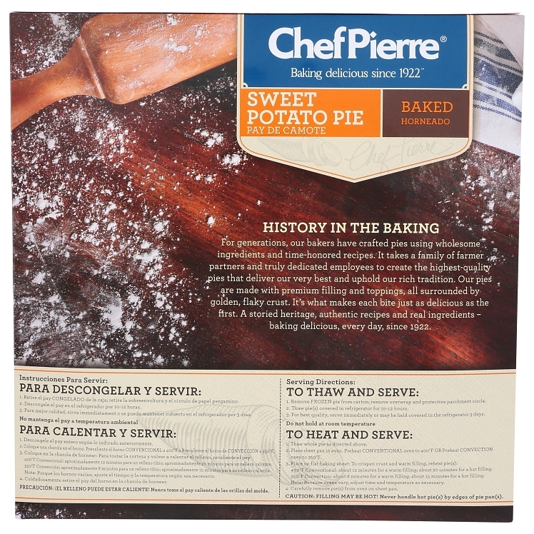 CHEF PIERRE SWEET POTATO PIE 10 INCHES UNSLICED