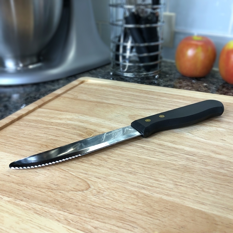 SUPERIOR / CES KNIFE STEAK STAINLESS STEEL PLASTIC HANDLE BLACK