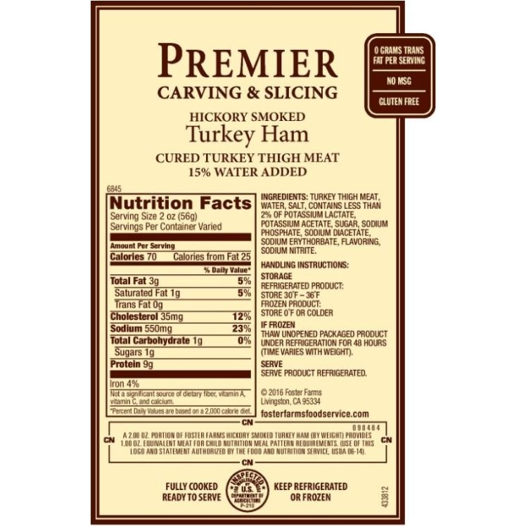 FOSTER FARMS BONELESS SMOKED TURKEY HAM