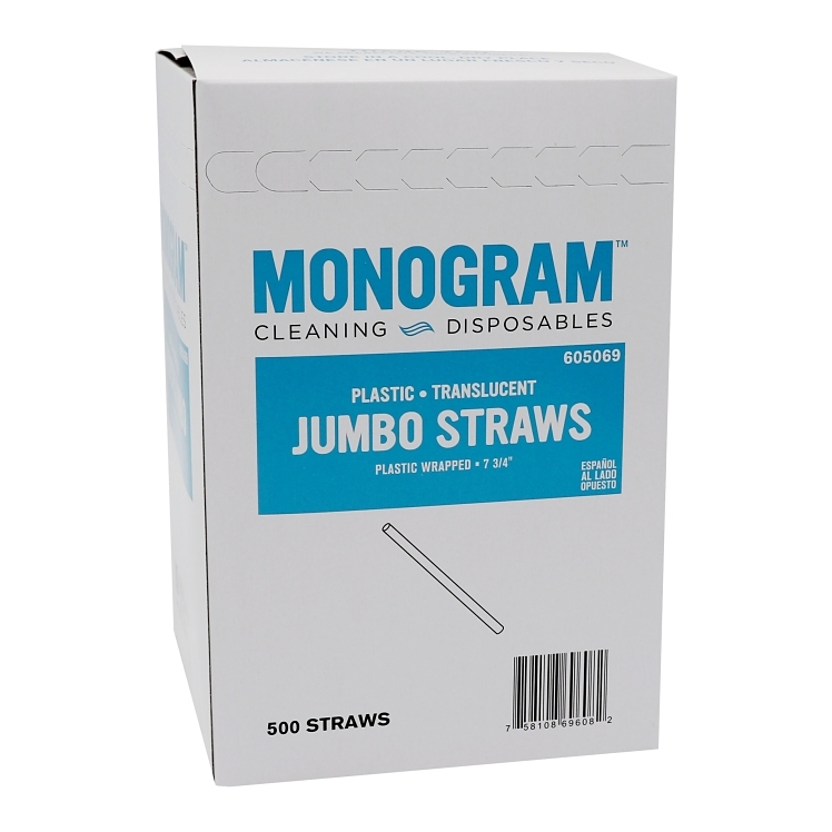 MONOGRAM 7.75 IN TRANSLUCENT WRAPPED JUMBO STRAW