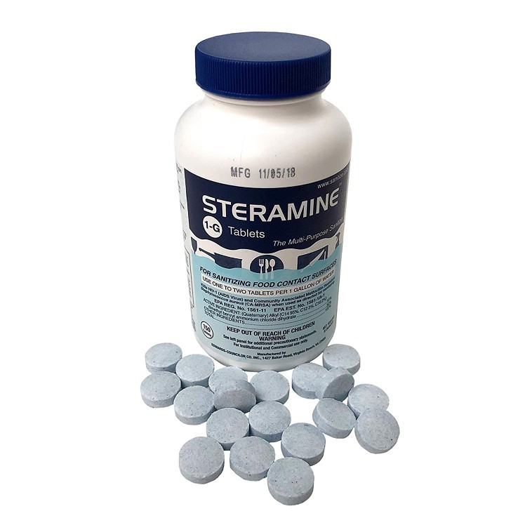 STERAMINE EDWARDS COUNCILOR SANITIZER, BAR GLASS TABLET BOTTLE