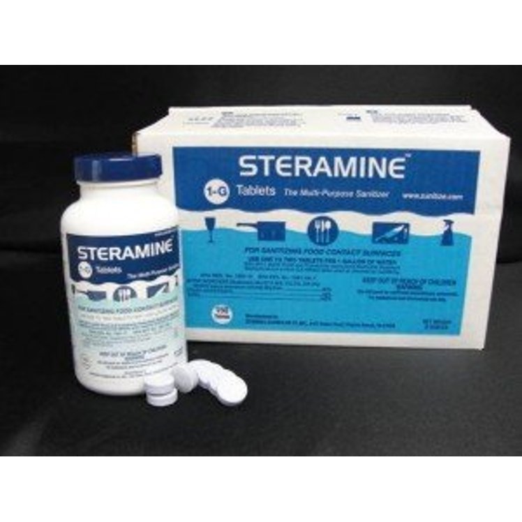 STERAMINE EDWARDS COUNCILOR SANITIZER, BAR GLASS TABLET BOTTLE