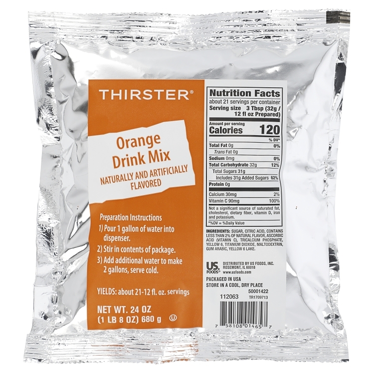 THIRSTER DRINK MIX ORANGE 2 GAL YIELD POWDER