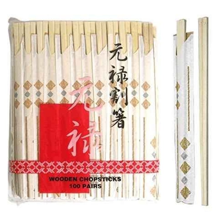 TETSUJIN WOOD CHOPSTICKS 8 INCH WRAPPED 2 COUNT