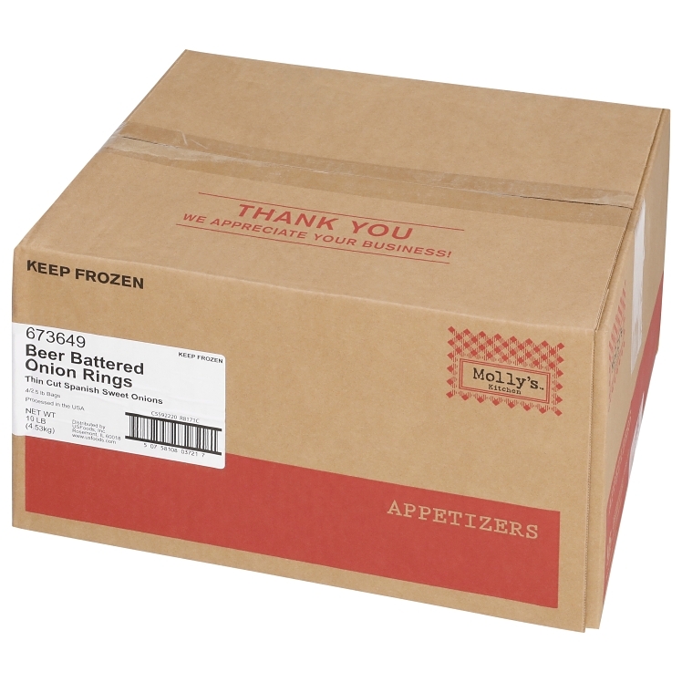 MOLLY'S KITCHEN BEER BATTERED HALF ONION RING 3/8 PRECOOKED