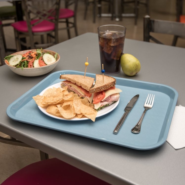Carlisle Foodservice Products Cafe Tray 14x18 Polypropylene Slate Blue Non-Skid Retail Pack