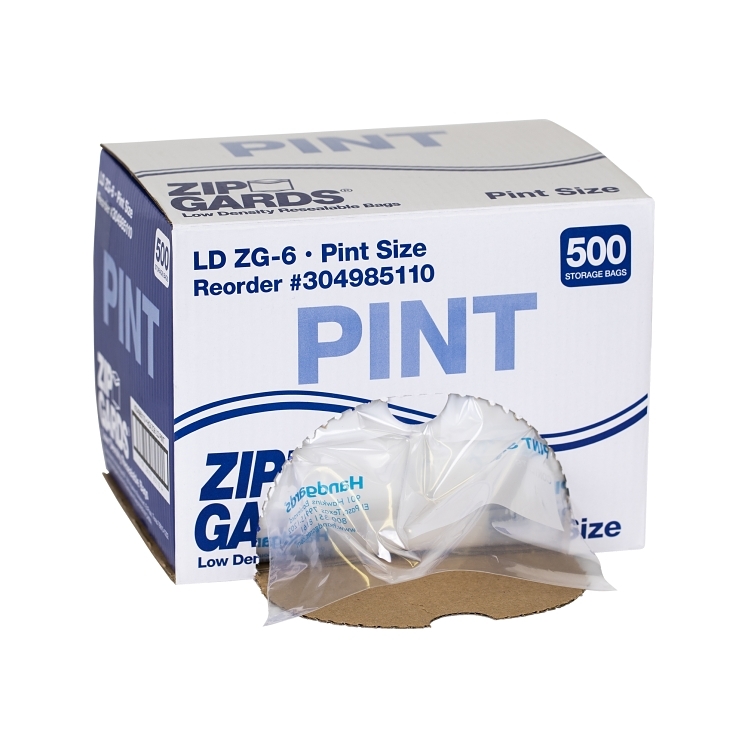 ZIPGARDS PINT SIZE LOW DENSITY RESEALABLE BAGS