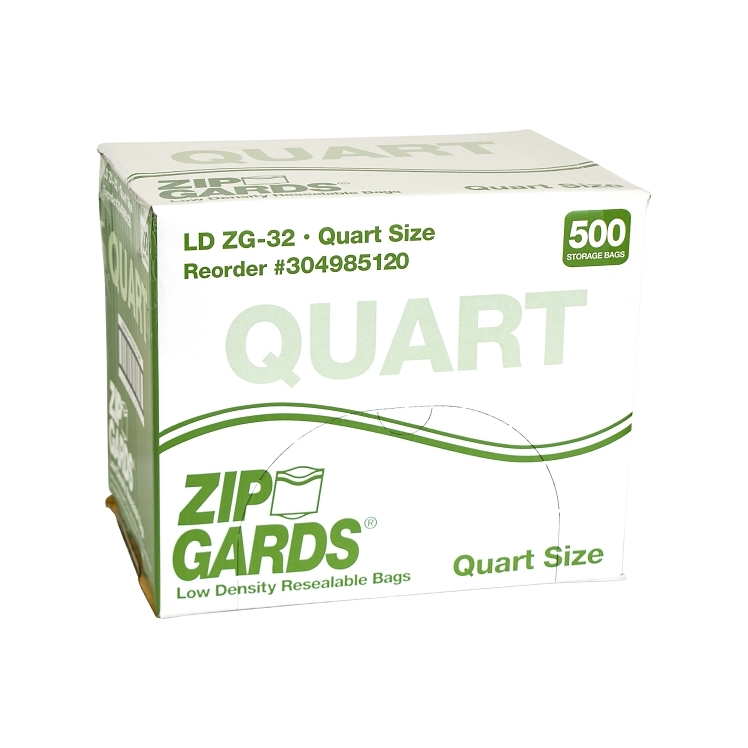 ZIPGARDS 1 QUART LOW DENSITY RESEALABLE BAGS