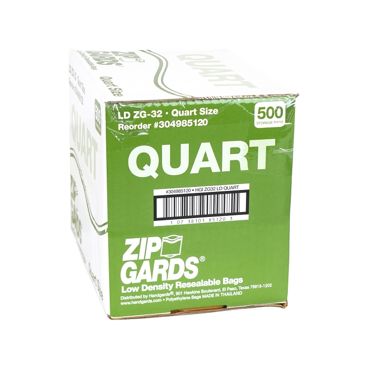 ZIPGARDS 1 QUART LOW DENSITY RESEALABLE BAGS