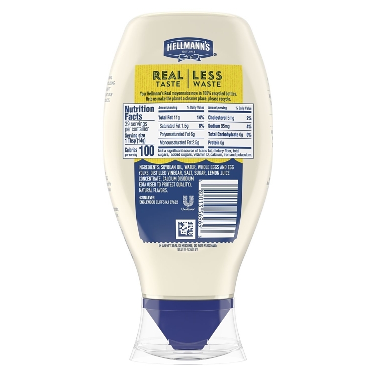 HELLMANNS REAL MAYONNAISE REAL SQUEEZE BOTTLE