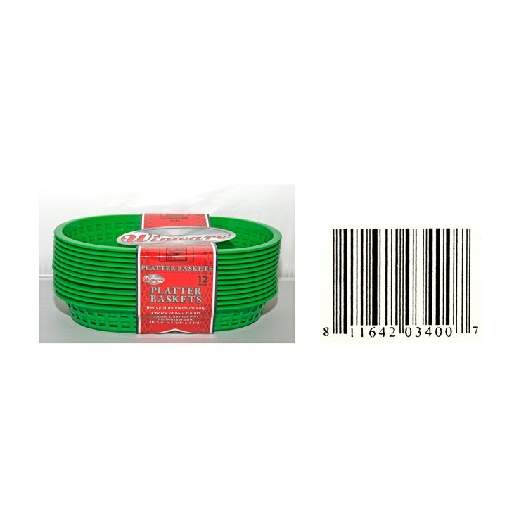 WINWARE BASKET, PLATTER 10.75X7.25X1.5 INCH PLASTIC GREEN OVAL