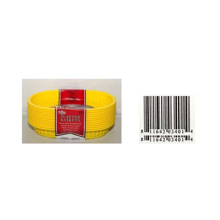 BASKET, PLATTER 10.75X7.25X1.5 PLASTIC YELLOW OVAL