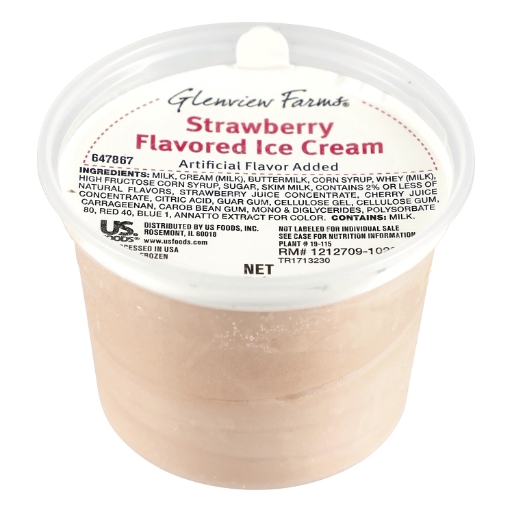 GLENVIEW FARMS STRAWBERRY ICE CREAM PLASTIC SINGLE SERVE CUPS