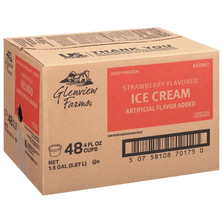 GLENVIEW FARMS STRAWBERRY ICE CREAM PLASTIC SINGLE SERVE CUPS