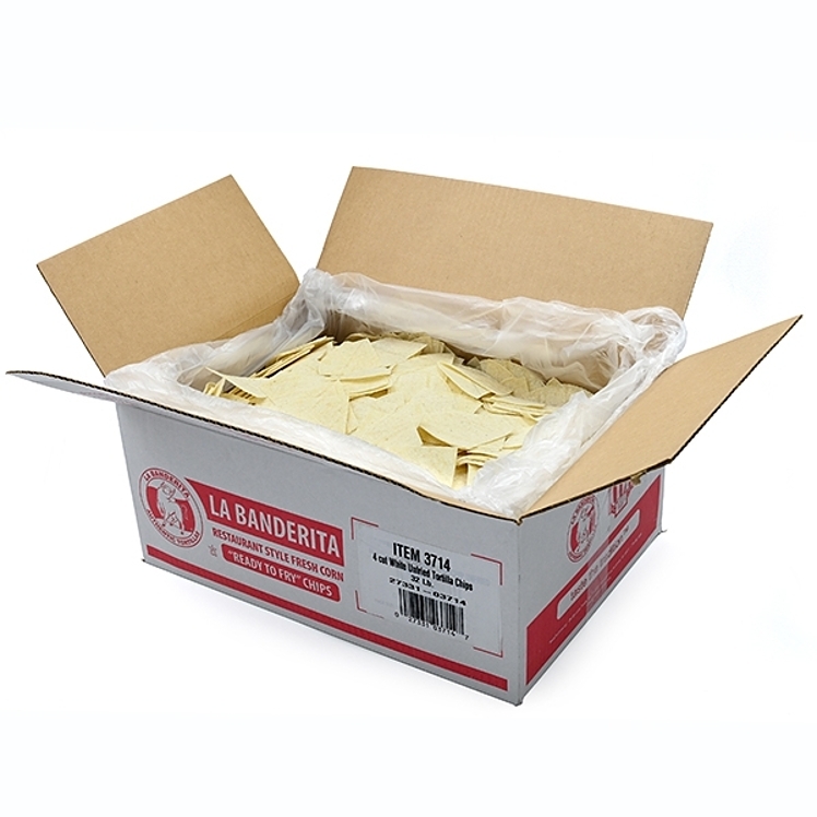 LA BANDERITA TORTILLA CHIP RAW 4 CUT WHITE