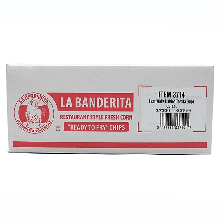 LA BANDERITA TORTILLA CHIP RAW 4 CUT WHITE