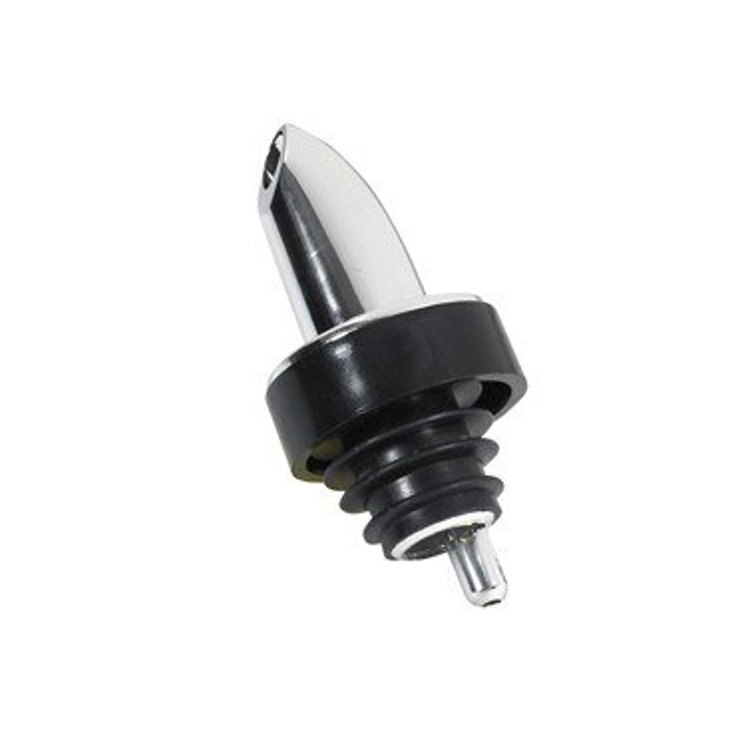 WINWARE FREE FLOW CHROME LIQUID POURER WITH BLACK COLLAR