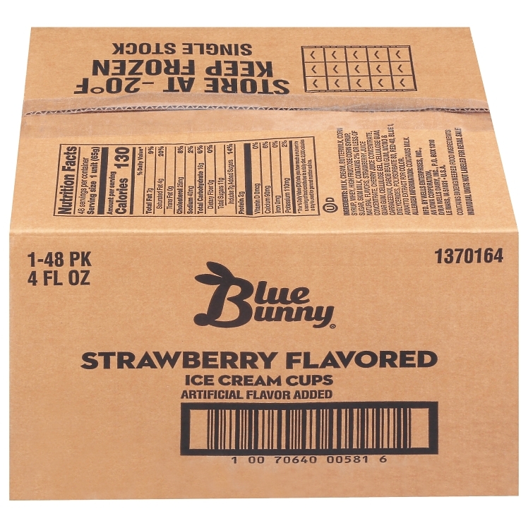 BLUE BUNNY ICE CREAM CUPS STRAWBERRY FROZEN 48/4OZ