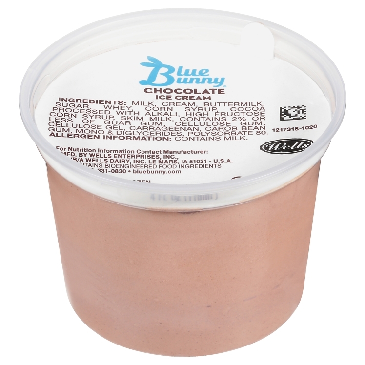 BLUE BUNNY ICE CREAM CUPS CHOCOLATE FROZEN 48/4OZ