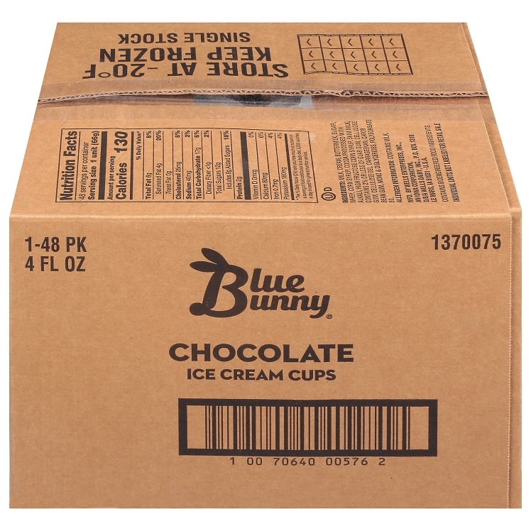 BLUE BUNNY ICE CREAM CUPS CHOCOLATE FROZEN 48/4OZ