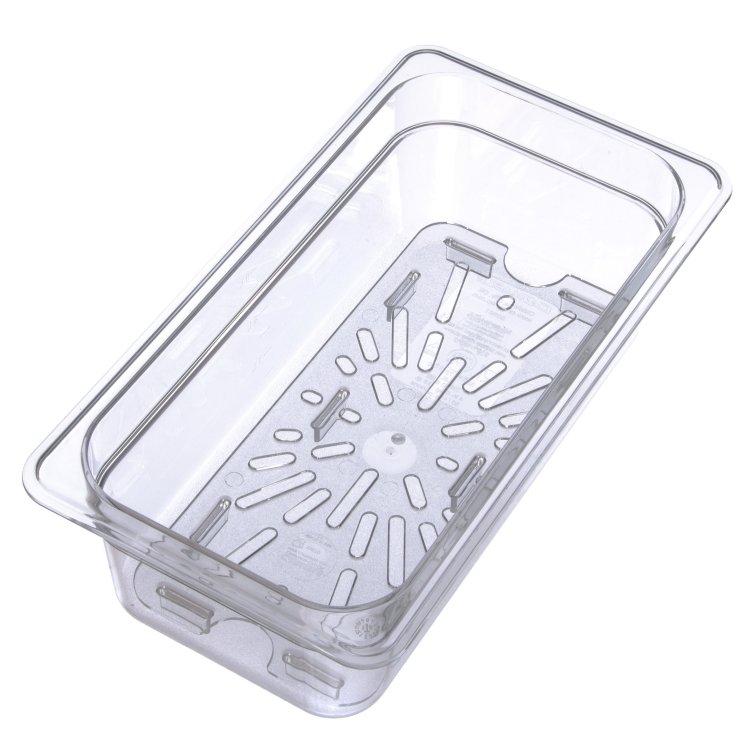CARLISLE FOODSERVICE PRODUCTS DRAIN TRAY, FOOD PAN 1/3 SIZE POLYCARBONATE CLEAR SHELF