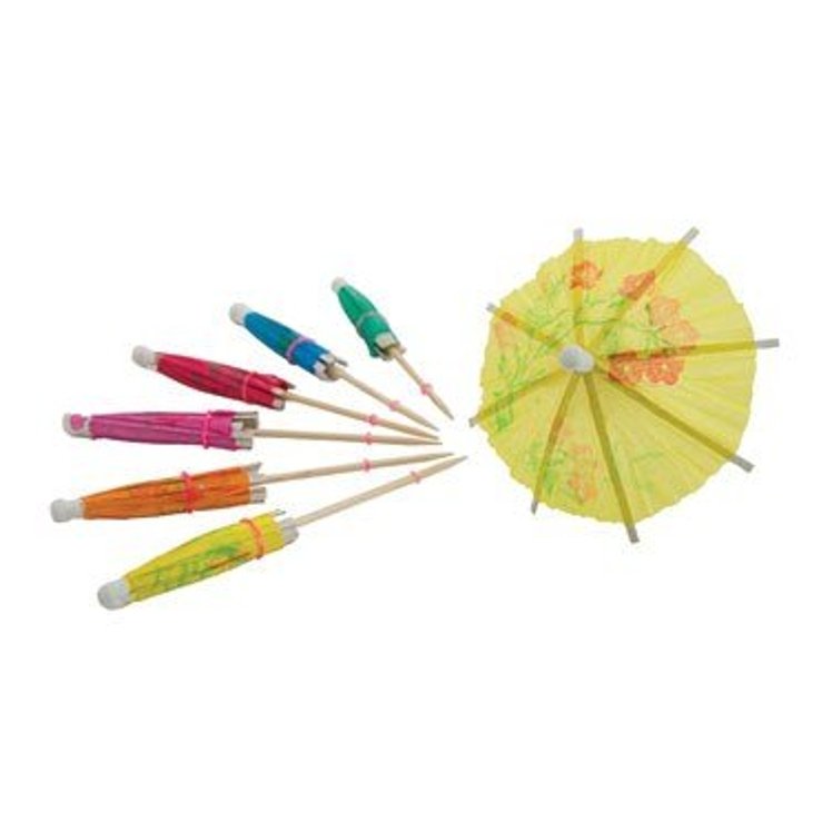 WINCO 4 INCH ASSORTED COLOR UMBRELLA WOOD PICK