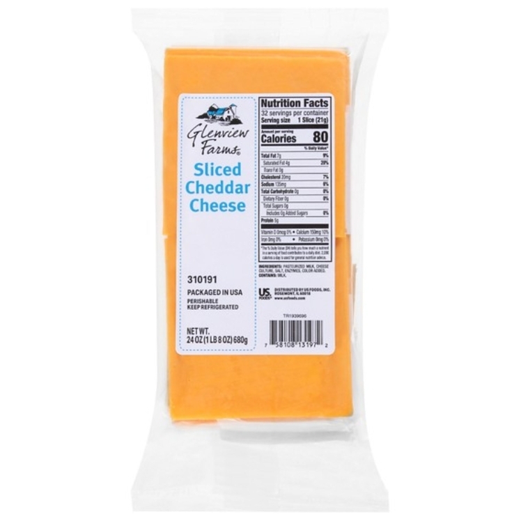 GLENVIEW FARMS YELLOW MILD CHEDDAR CHEESE SLICED .75OZ TWINPACK