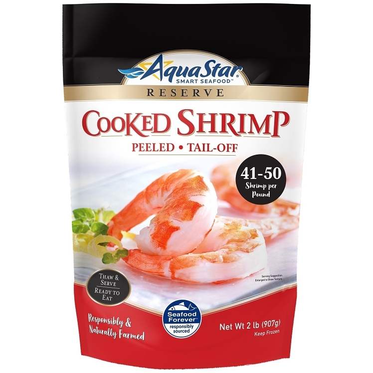 AQUA STAR COOKED PEELED TAIL-OFF WHITE SHRIMP 41-50 PC/LB