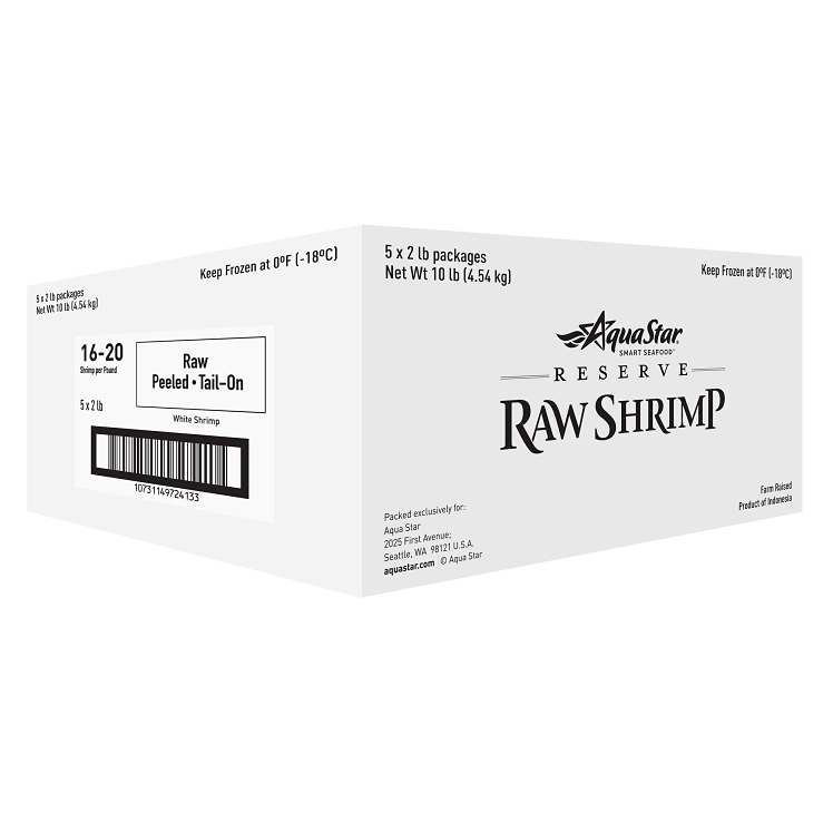 AQUA STAR SHRIMP RAW PEELED TAIL ON 16-20