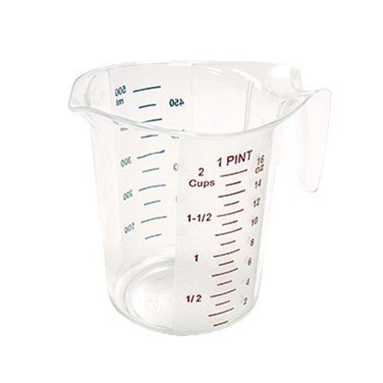 WINCO 1 QUART POLYCARBONATE CLEAR MEASURE CUP WITH EXTERNAL MARKING