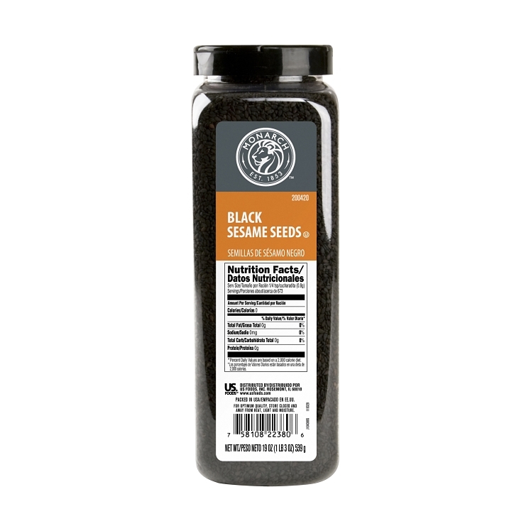 MONARCH SPICE BLACK WHOLE SESAME SEED PLASTIC JUG SHELF STABLE