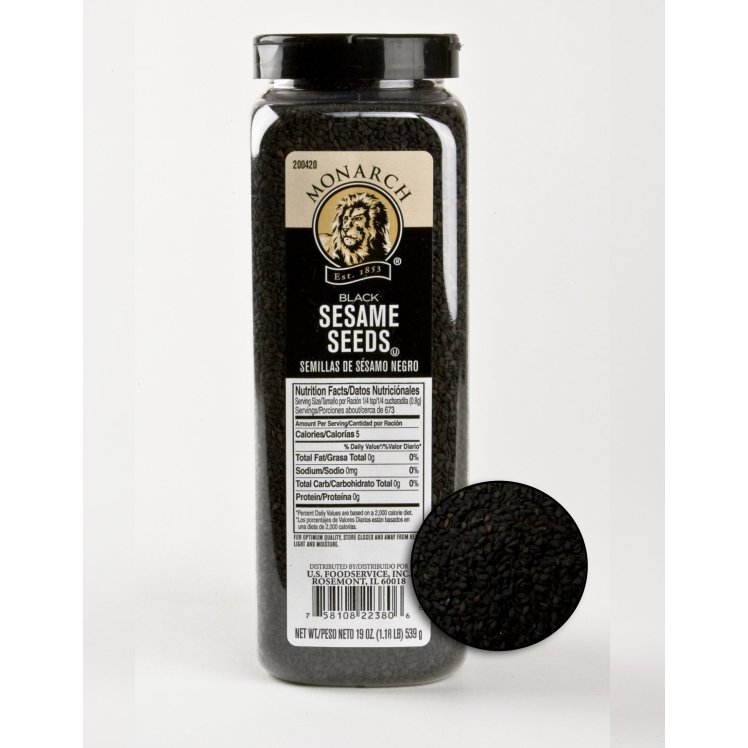 MONARCH SPICE BLACK WHOLE SESAME SEED PLASTIC JUG SHELF STABLE