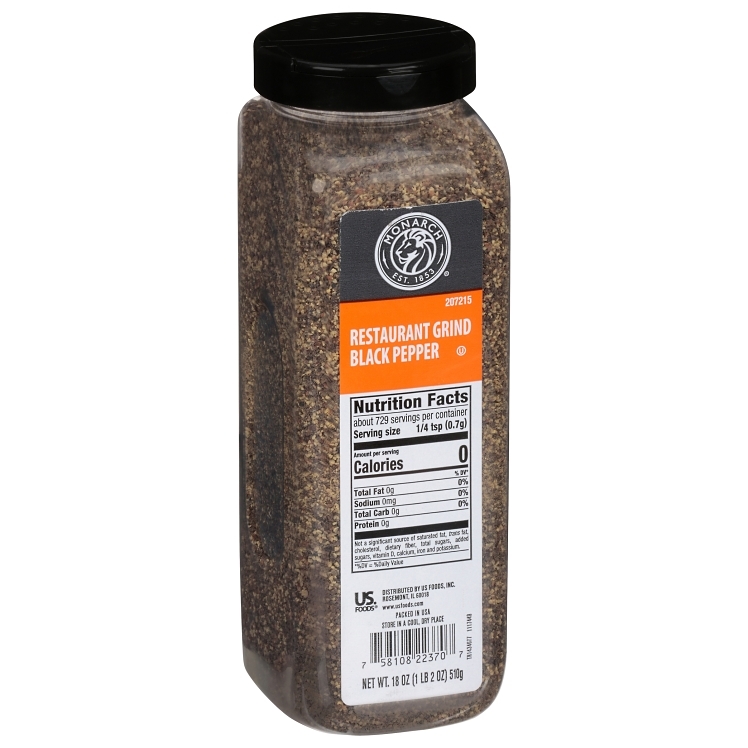 MONARCH SPICE BLACK PEPPER GROUND PLASTIC SHAKER
