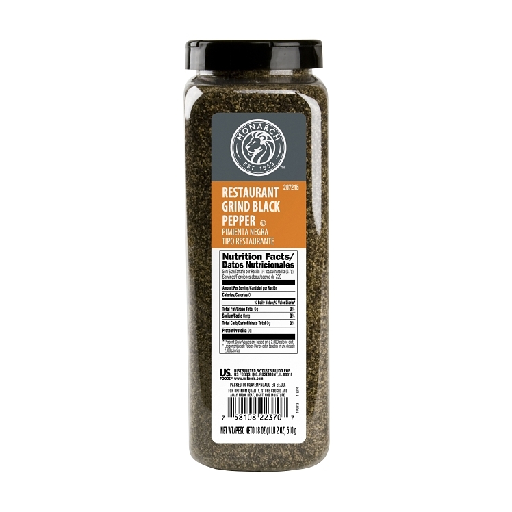 MONARCH SPICE BLACK PEPPER GROUND PLASTIC SHAKER