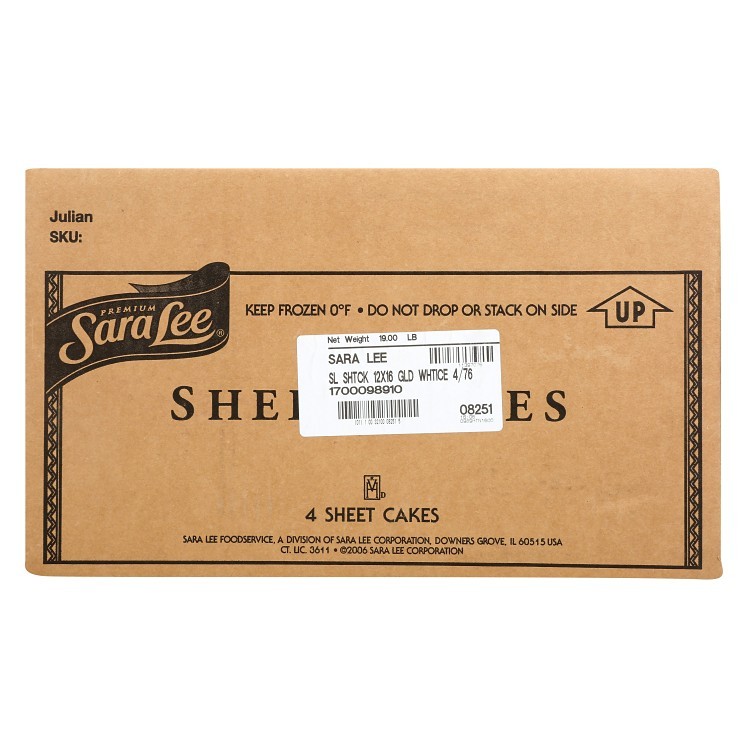 SARA LEE GOLDEN WHITE CAKE 1/2 SHEET ICED UNSLICED
