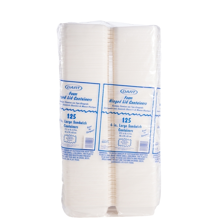 DART 6X6 1 CPMT FOAM HINGED CONTAINER