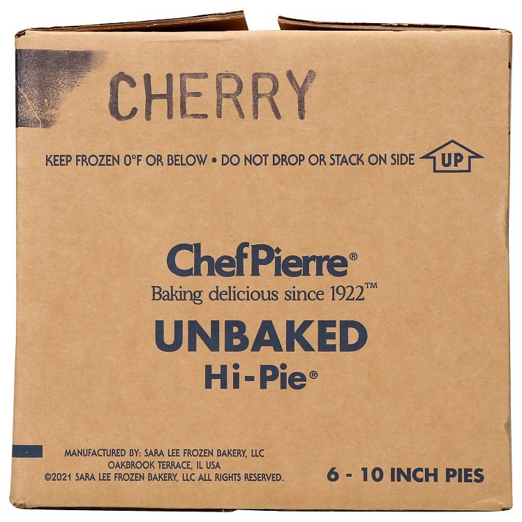 CHEF PIERRE CHERRY DEEP DISH HI PIE 10 INCHES RAW UNSLICED