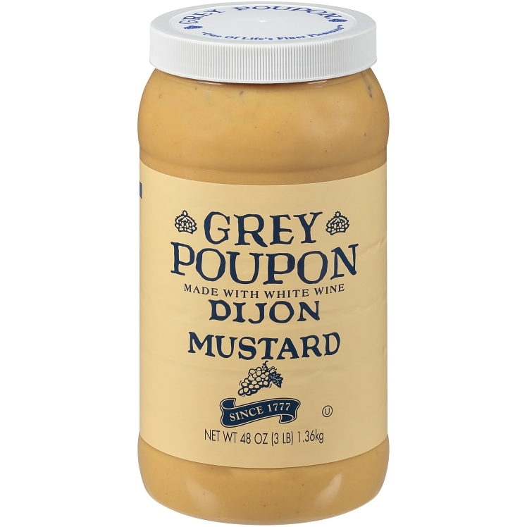 GREY POUPON MUSTARD, DIJON PLASTIC JAR SHELF