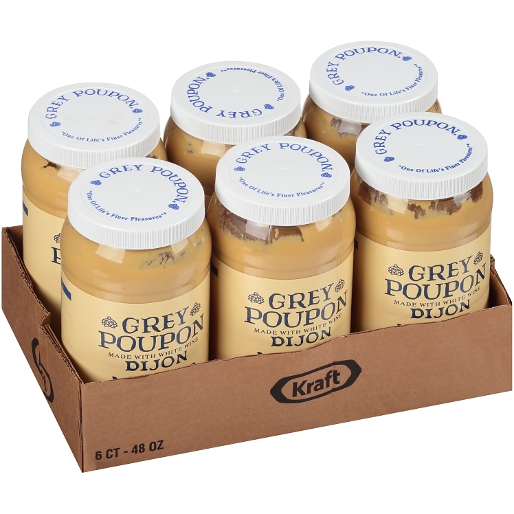 GREY POUPON MUSTARD, DIJON PLASTIC JAR SHELF