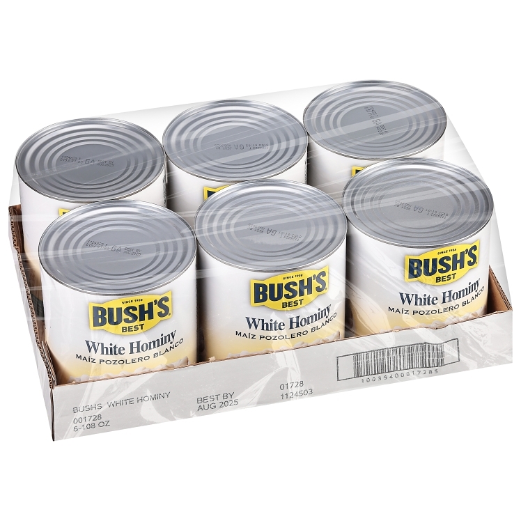 BUSHS BEST HOMINY, WHITE CANNED