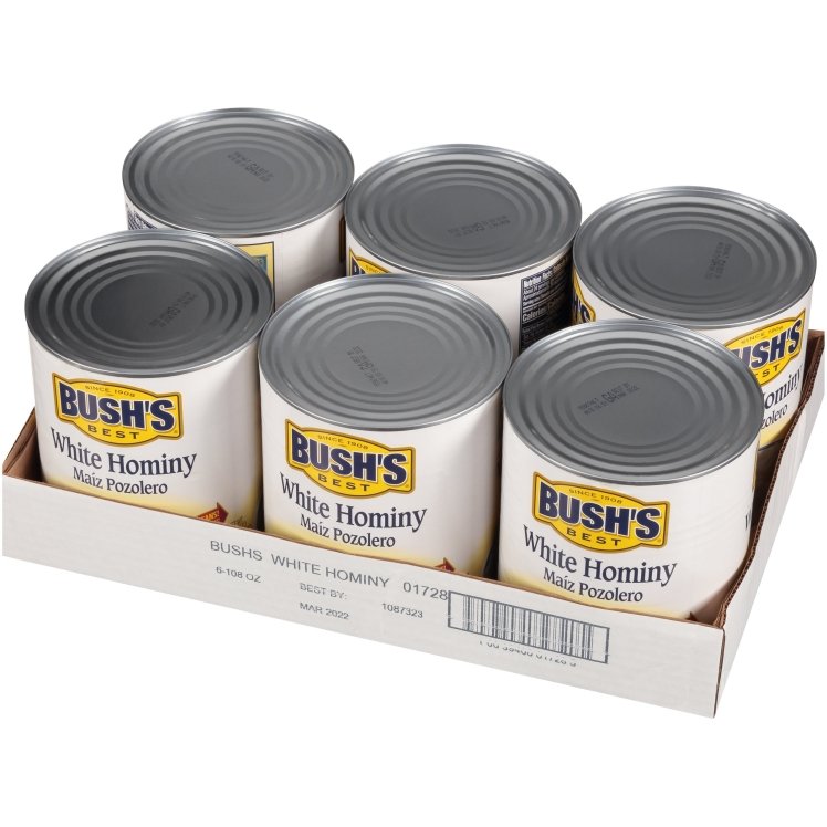 BUSHS BEST HOMINY, WHITE CANNED