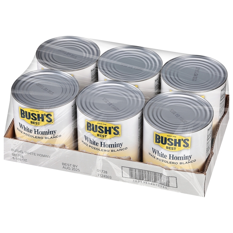 BUSHS BEST HOMINY, WHITE CANNED