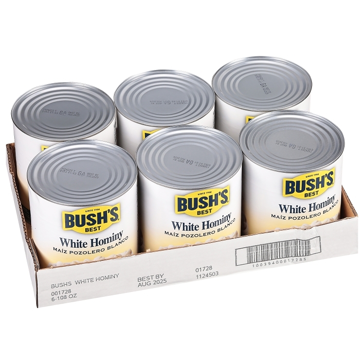 BUSHS BEST HOMINY, WHITE CANNED