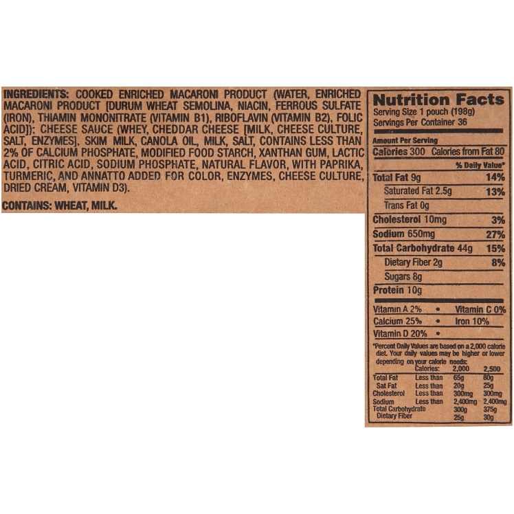 KRAFT MACARONI & CHEESE CHEDDAR PARCOOKED SINGLE SERVING BOIL IN BAG
