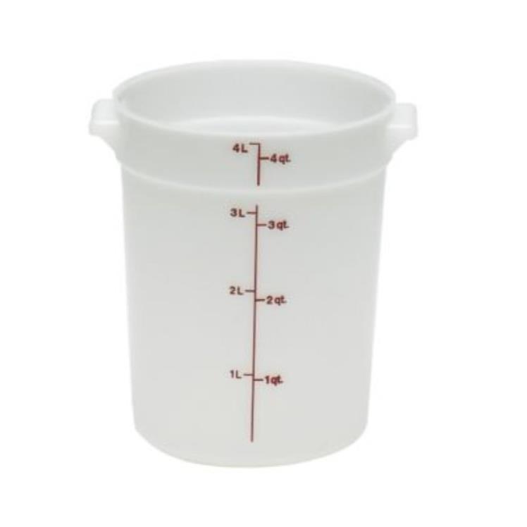 CAMBRO CONTAINER FOOD STORAGE 4 QUART WHITE POLYETHYLENE ROUND