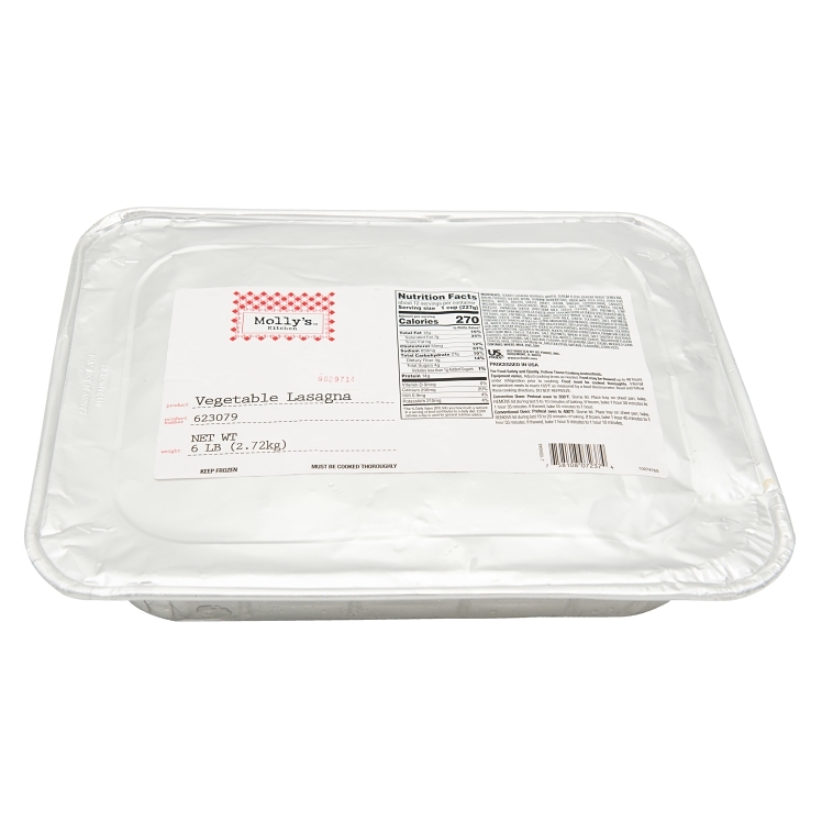 MOLLY'S KITCHEN VEGETARIAN LASAGNA TRAY FROZEN  PRECOOKED