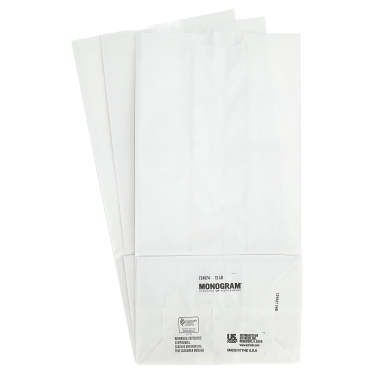 MONOGRAM 12 LB WHITE PLASTIC GROCERY BAGS