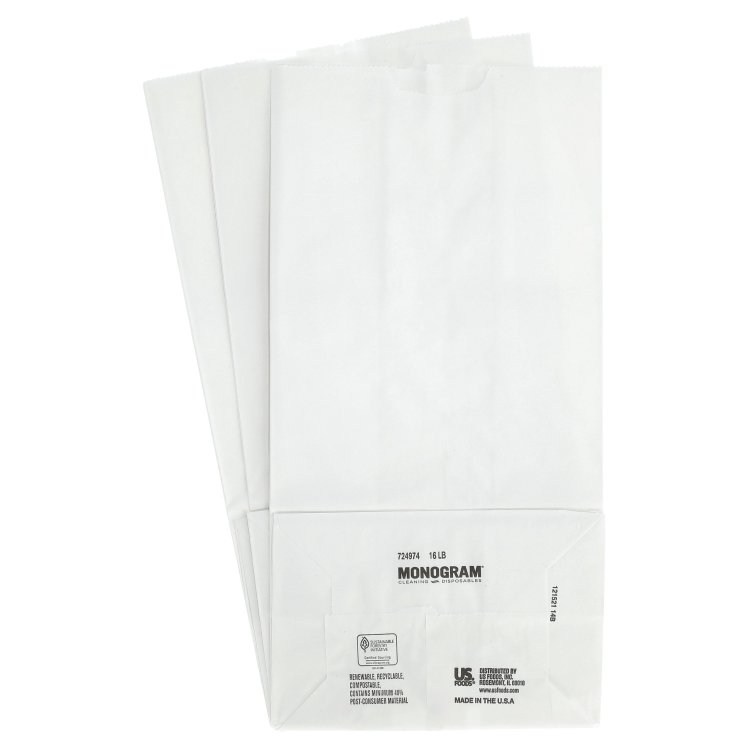 BAG, C-OUT 16 LB PAPR WHT